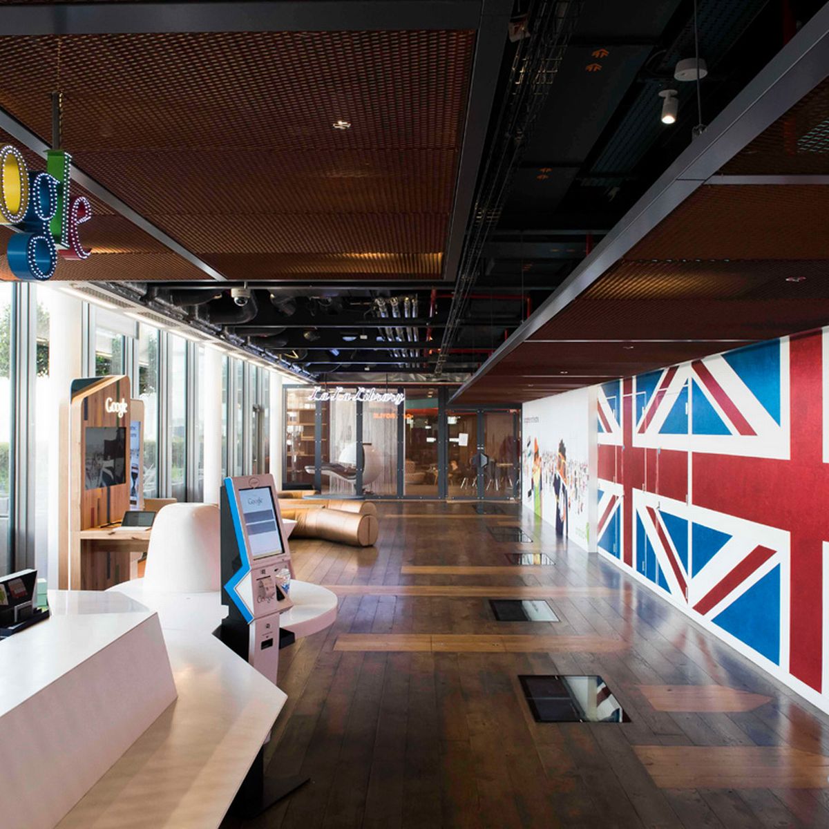 Google office in London with Union Jack wall
