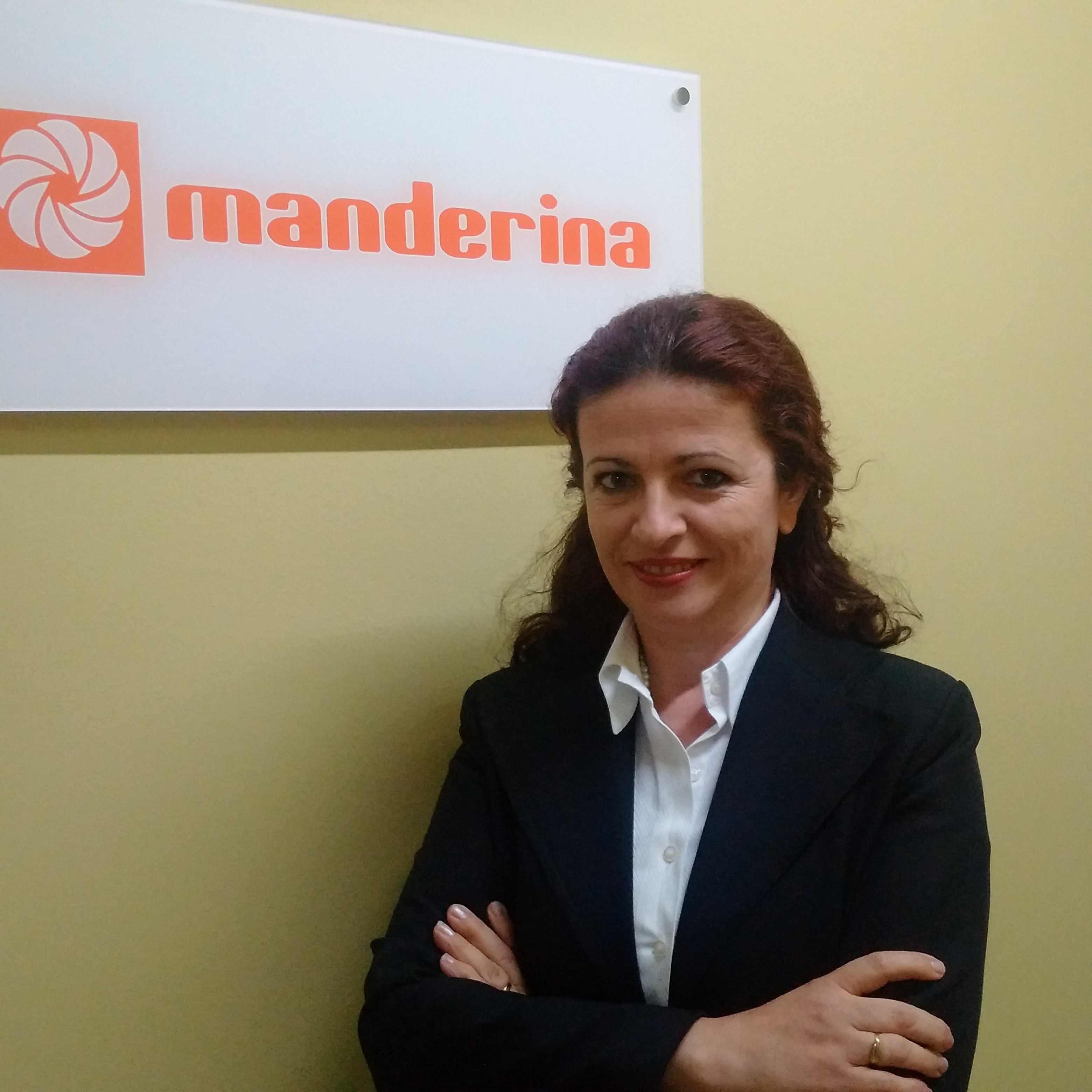 Alma Gerxhani, the founder of Manderina Marketing at her office in Tirana