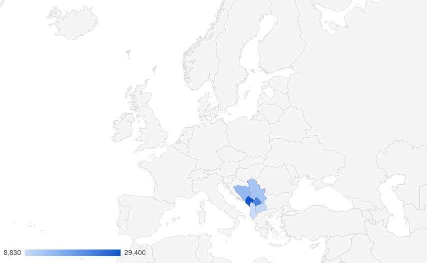 flutter developers average earnings in western balkans - map