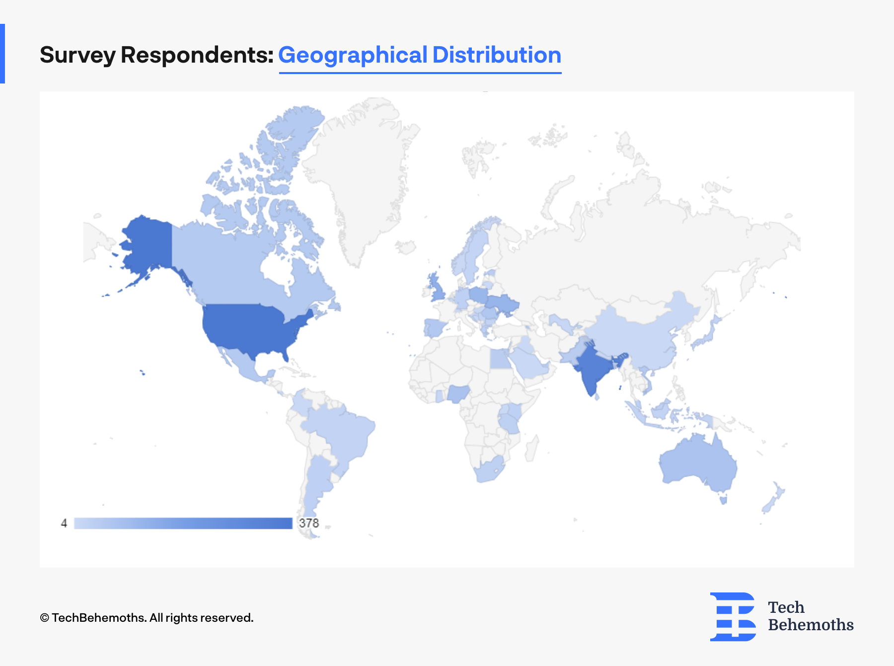 geographical distribution of TechBehemoths' survey respondents